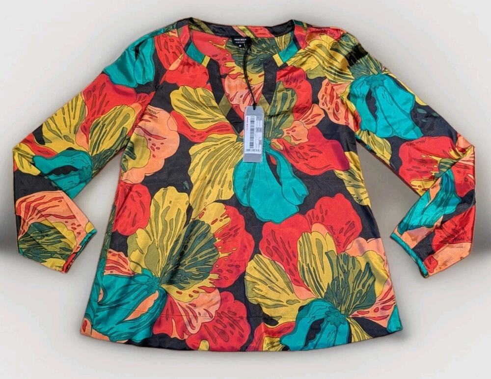 Miss Sixty Y2K Floral Blouse Womens S NWT Sheer Colorful Statement Top Italy